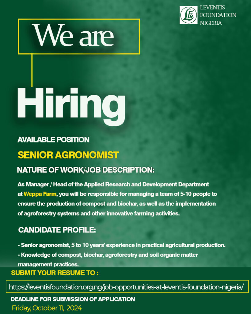 We are hiring, Senior Agronomist